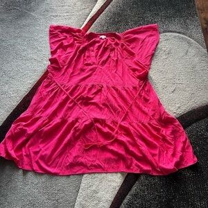 Calvin Klein Hot Pink Flutter Sleeve Babydoll Mini Dress